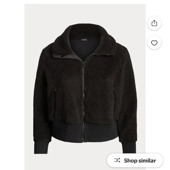 Ralph Lauren Faux-Shearling Full-Zip Jacket Polo Black Size m MSRP $145 - Picture 2 of 4